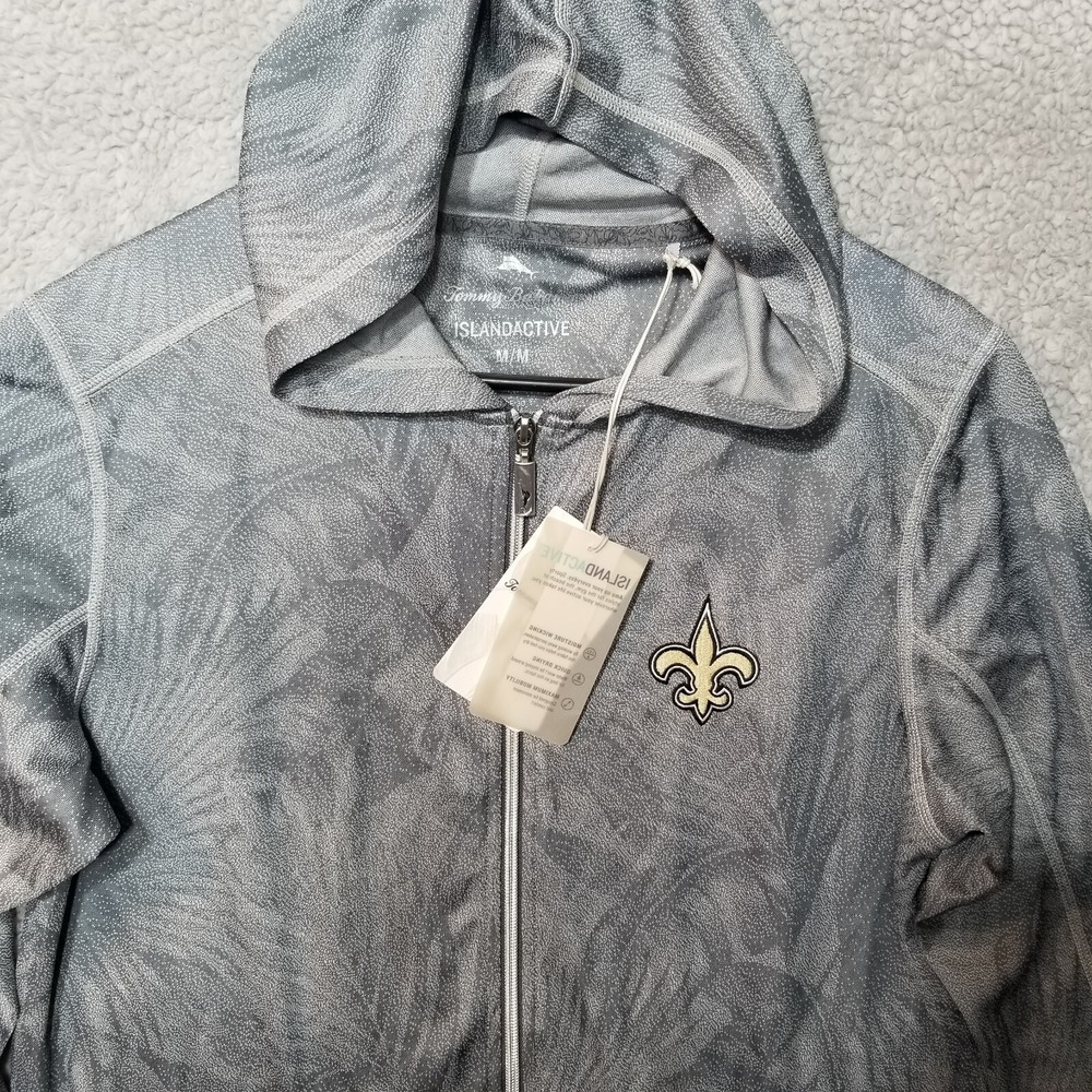 Tommy Bahama‎ New Orleans Saints IslandZone Performance Hoodie Pullover Gray Med - Picture 6 of 8